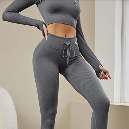 Seamless Yoga Set for Women Long Sleeve Top High Waist Leggings Fitness Outfit