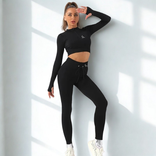 Seamless Yoga Set for Women Long Sleeve Top High Waist Leggings Fitness Outfit