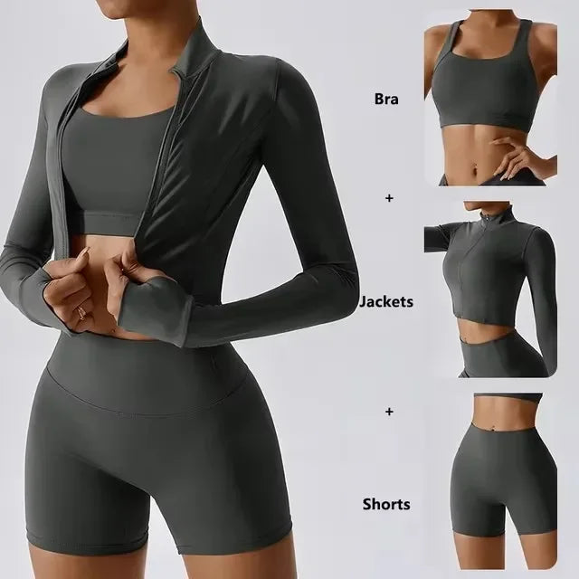 Women’s 3-Piece Yoga Set for Gym & Running