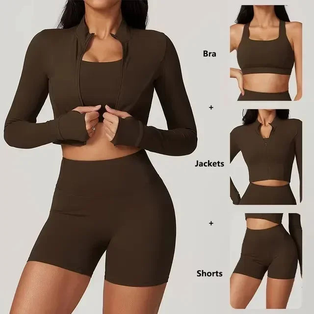 Women’s 3-Piece Yoga Set for Gym & Running