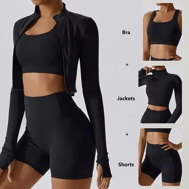 Women’s 3-Piece Yoga Set for Gym & Running
