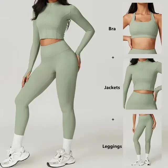 Women’s 3-Piece Yoga Set for Gym & Running
