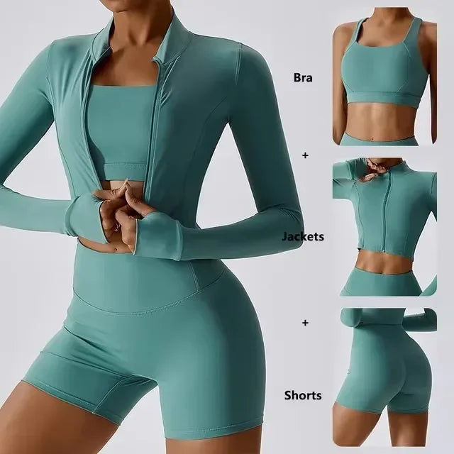 Women’s 3-Piece Yoga Set for Gym & Running