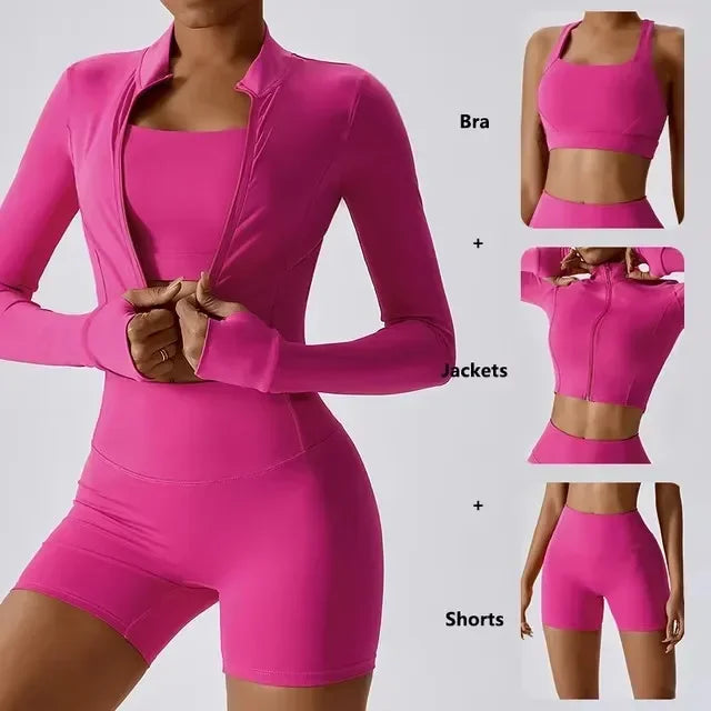 Women’s 3-Piece Yoga Set for Gym & Running