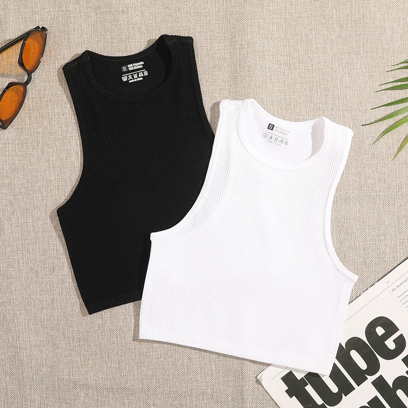 Seamless Ribbed Yoga Vest Crop Tank Top for Gym, Workout & Streetwear