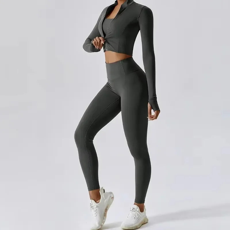 Women’s 3-Piece Yoga Set for Gym & Running