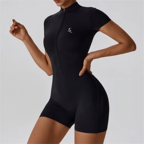 Women’s One-Piece Yoga Jumpsuit – Nude Short Sleeve Fitness